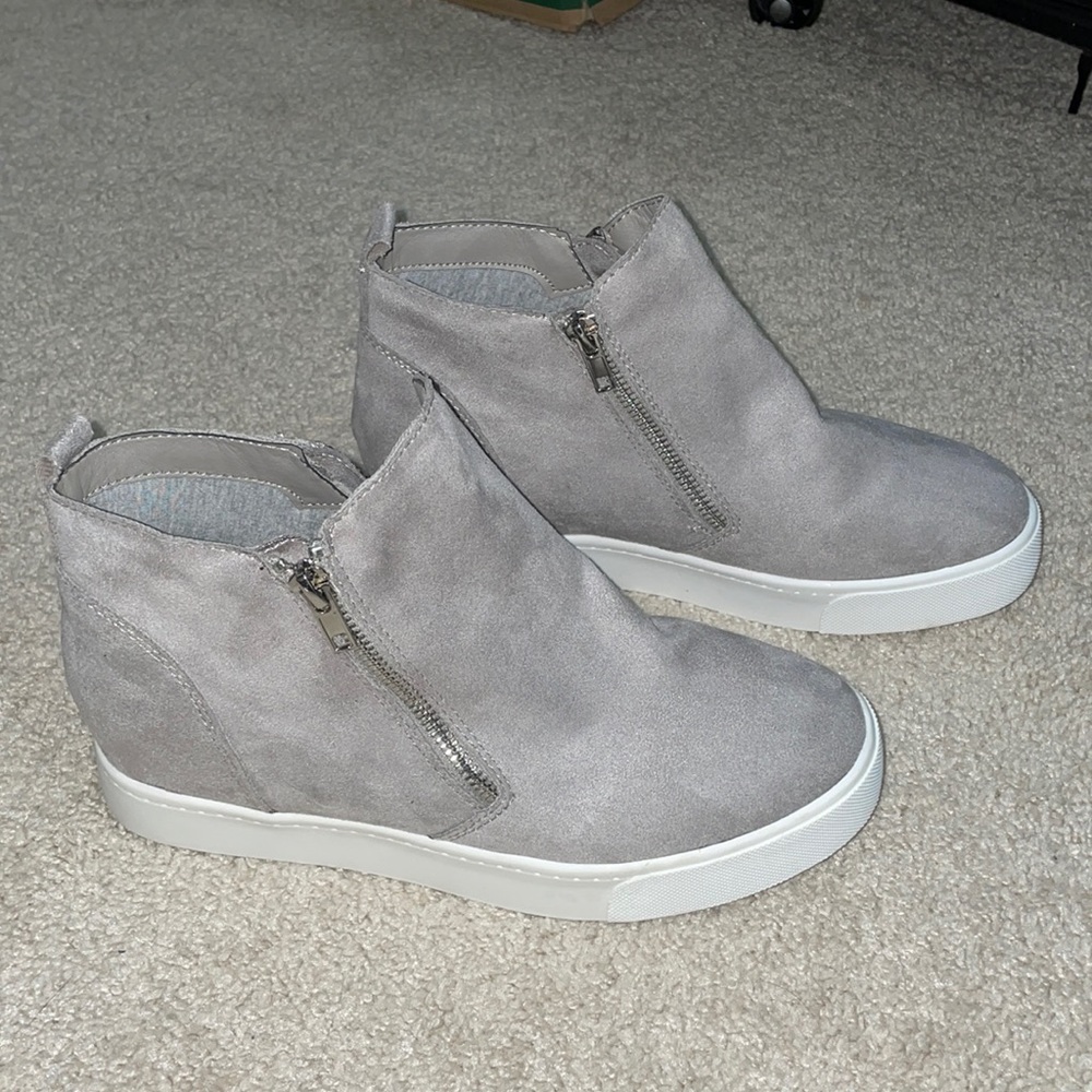 Faux Suede Wedged Sneakers